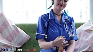 Blue Haired Alternative Nurse Takes Care Of Your Cock