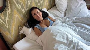 Caught his lustful stepmom with a dildo and fucked her hard
