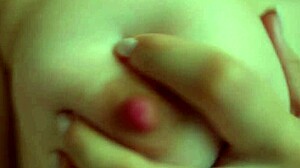close up nipples play on small tits teen