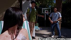 selina garcia poolside tease turns into double dick fun