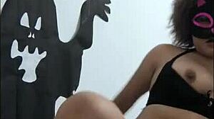 Costume and sex day my stepdad is horny and im helping him relax with a delicious fuck at home