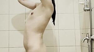 petite pinay filipina teen fingers her hairy pussy in the shower
