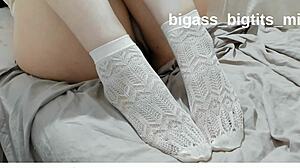 WHITE SOCKS cover my feet during this solo fetish session