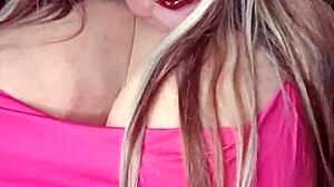 Susi shows huge boobs in red dress sucking bbc toy