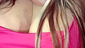 Susi shows huge boobs in red dress sucking bbc toy