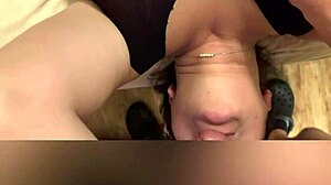 wife in lingerie doing anal bent over at home