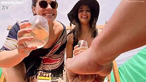 Drinking pee terrace april big ass and belle amore non stop drinking all pee yellow