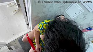 stepmom in toilet gets dick in mouth and anal