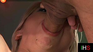a nice cock enters the ass of a really slutty blonde girl