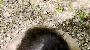 Pov blowjob and forest fuck ends with her swallowing all sperm