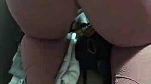 redhead flashes her pussy and wants cum on clothes