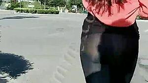 Shopping in see through leggings at soriana