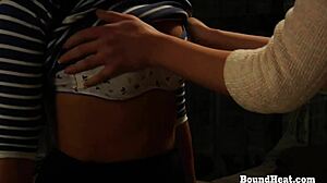 Checking slaves tight butts with spanking