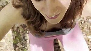 Pov blowjob and forest fuck ends with her swallowing all sperm