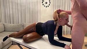 Latex blowjob with a goth girl next door