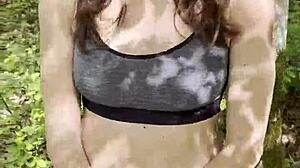 Pov blowjob and forest fuck ends with her swallowing all sperm