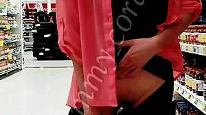 Shopping in see through leggings at soriana