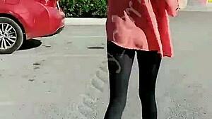 Shopping in see through leggings at soriana