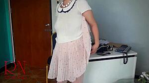 upskirt secretary shows nude office cam with no panties