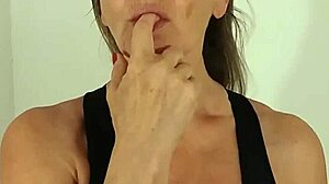 hot granny shows thong under tight leggings
