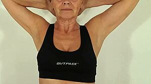 hot granny shows thong under tight leggings
