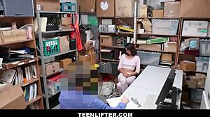 Petite latina teen caught shoplifting fucks security to avoid cops