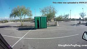 chubby girl sucks gloryhole dick at baseball field