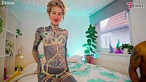 Hardcore stud goes deep in tattooed babe anal