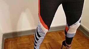 hot granny shows thong under tight leggings