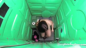 chubby girl sucks gloryhole dick at baseball field