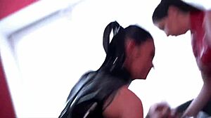 Watch how dominating ladies in latex immobilize their maid