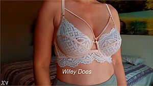 Milf Hot Lingerie Big Tits In White Lace Bra
