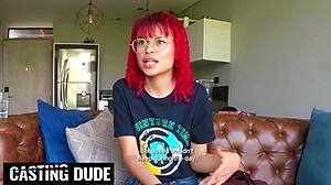 Petite redhead latina stretched by big cock