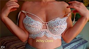 Milf Hot Lingerie Big Tits In White Lace Bra