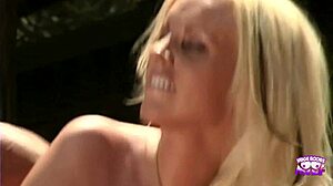 busty blonde likes having outdoor sex like a real cowgirl while a chick watches them