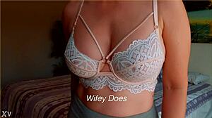 Milf Hot Lingerie Big Tits In White Lace Bra