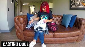 Petite redhead latina stretched by big cock