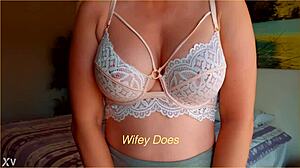 Milf Hot Lingerie Big Tits In White Lace Bra