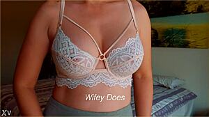 Milf Hot Lingerie Big Tits In White Lace Bra