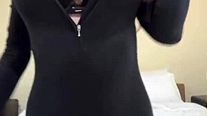 stepsister with big tits caresses pussy close up