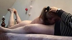 French Maid In Stockings Gives Blowjob While Chained