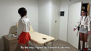 students katty west and kate rich get examined by doctor