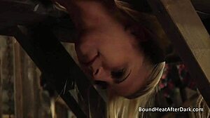 bound lesbian slave takes strapon doggystyle and orgasms