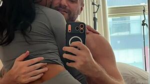 POV Footage Captures Tattooed Latina Bent Over Before Mirror