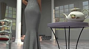 white queen giantess expansion with huge belly