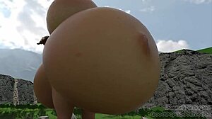 white queen giantess expansion with huge belly