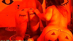 halloween step mom fucks step son in red house