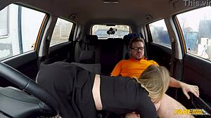 Her sexy body and her sexy fishnet stockings were too hard to resist fake driving school