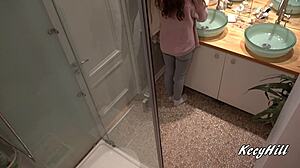 busty kecy showers her tits