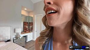 Blonde wife shares cock with brunette agent